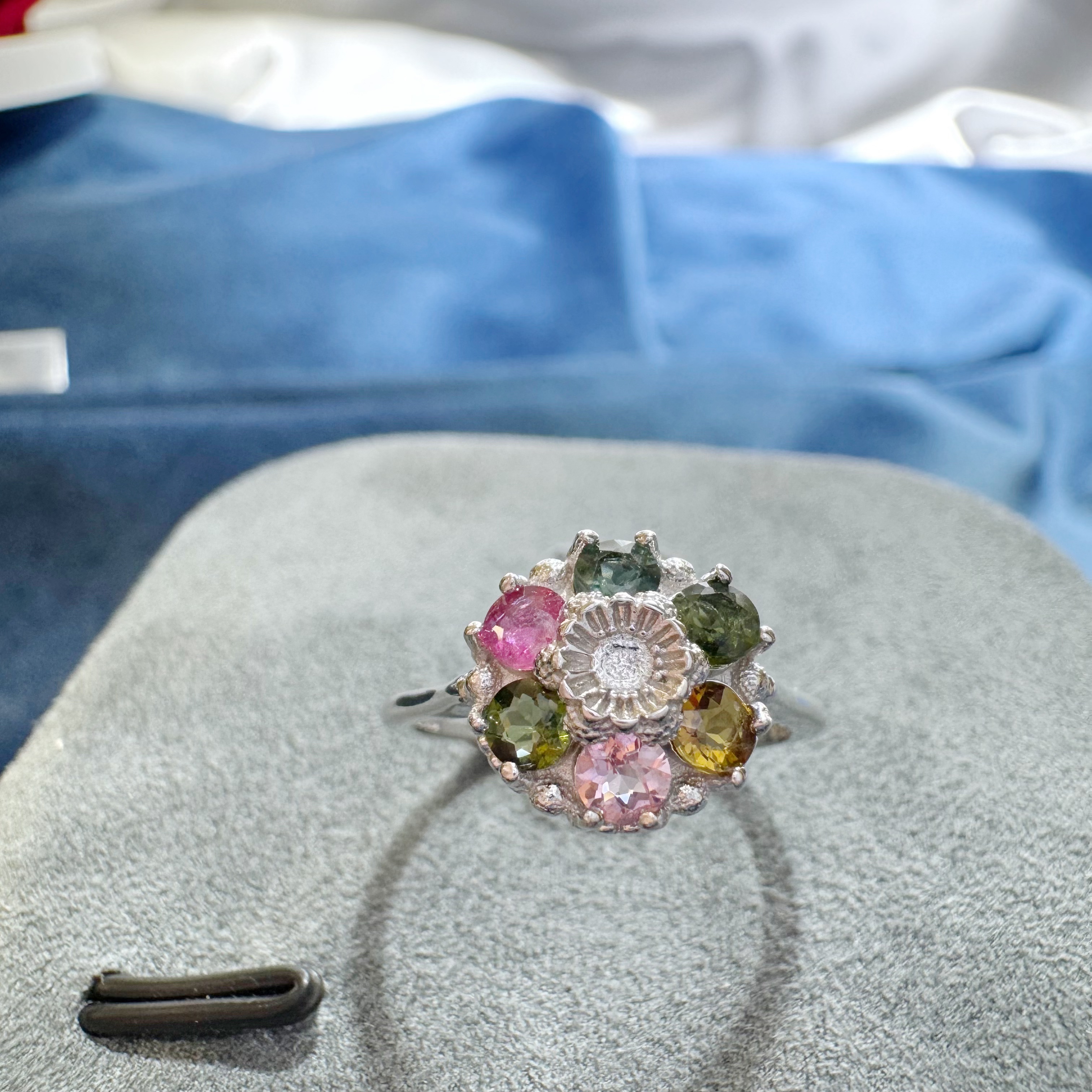 S925银碧玺戒指开口-BX107