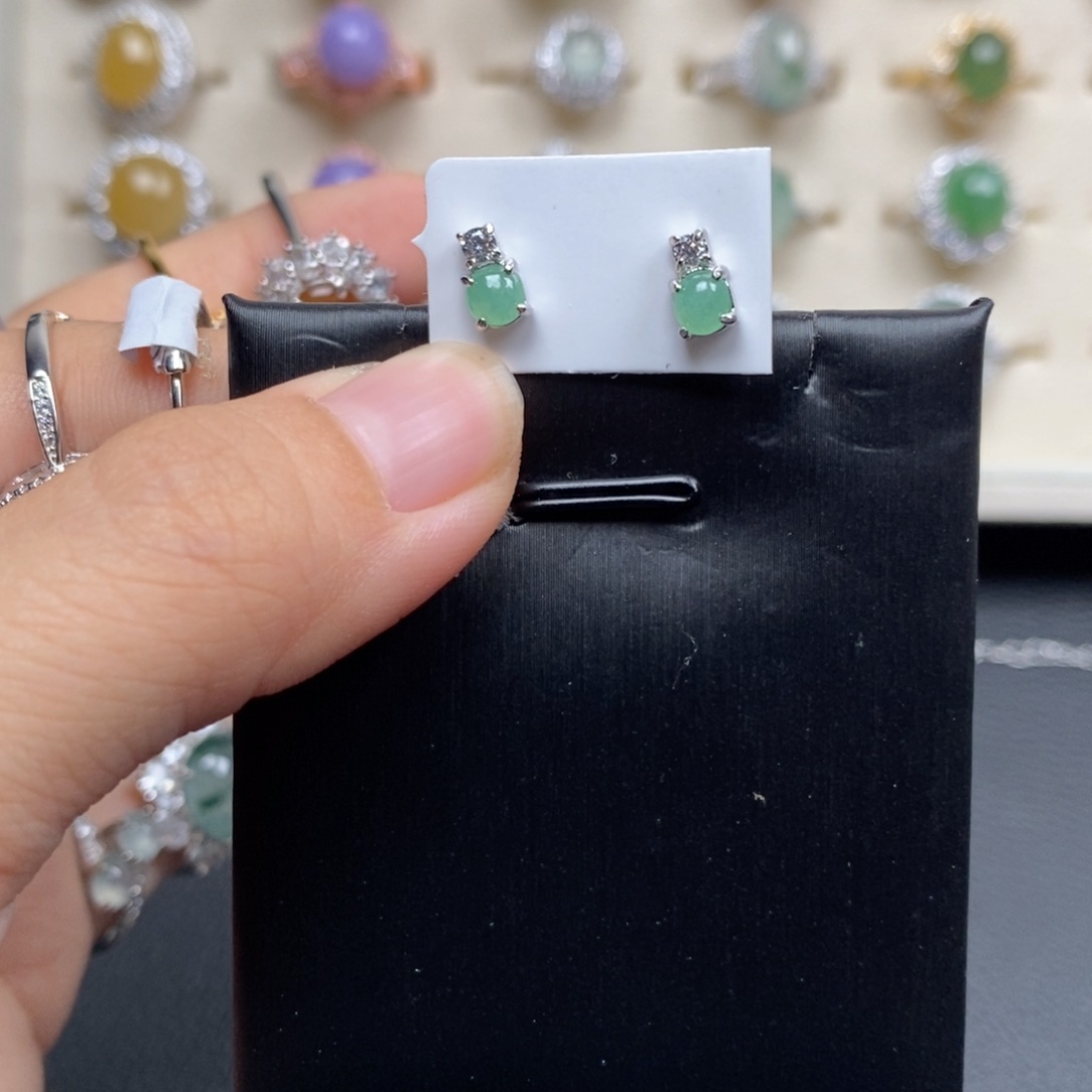 翡翠戒指银S925镶嵌戒指