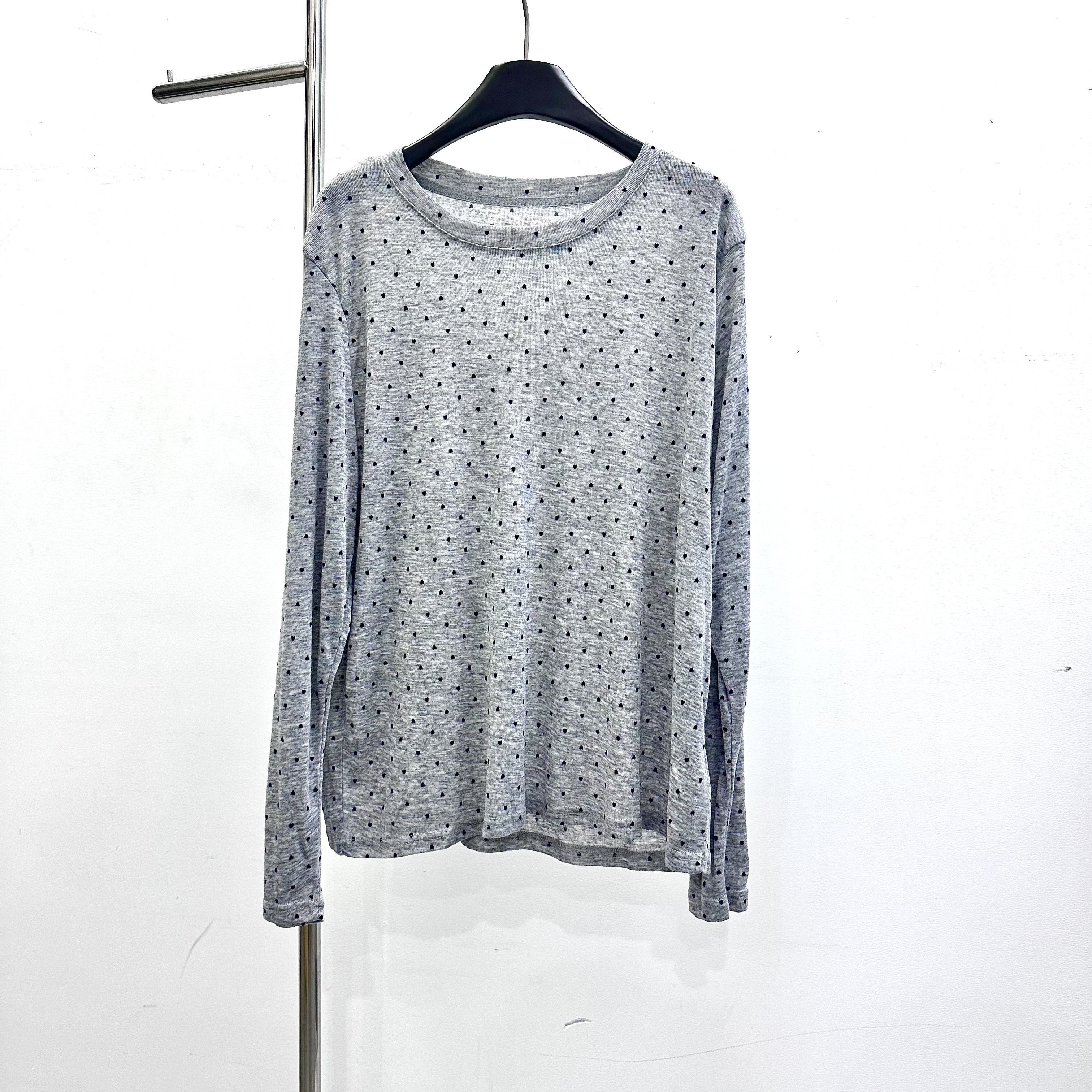 莹莹欧货【爱心波点打底】女气质春季个性时尚斑点弹力休闲T恤5030