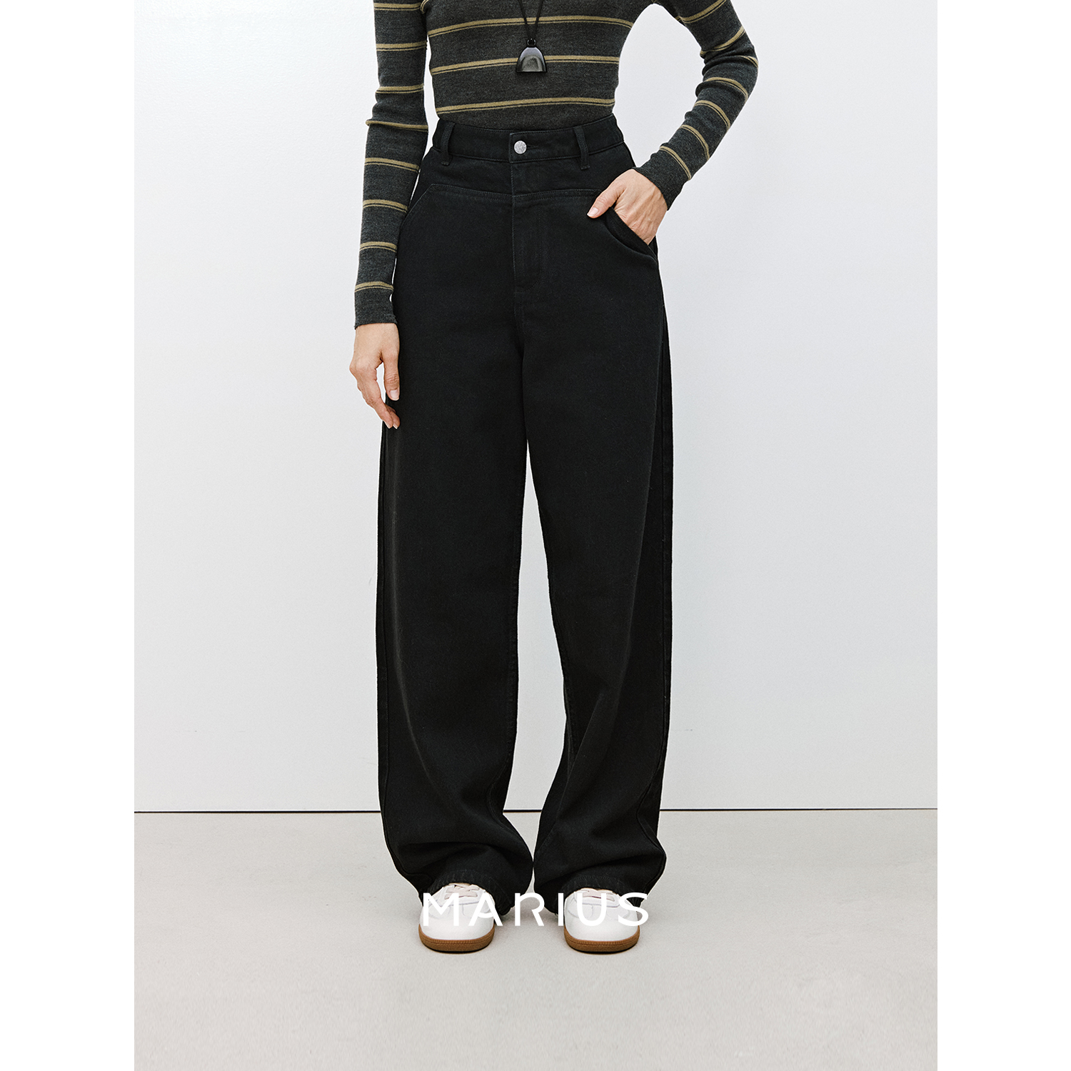 MARIUS“修容笔”复古Vintage原白宽松休闲春夏直筒牛仔裤休闲款   