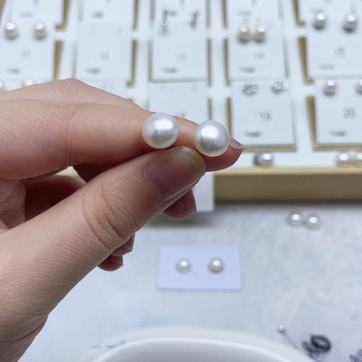 淡水珍珠耳饰银S925镶嵌手****柔