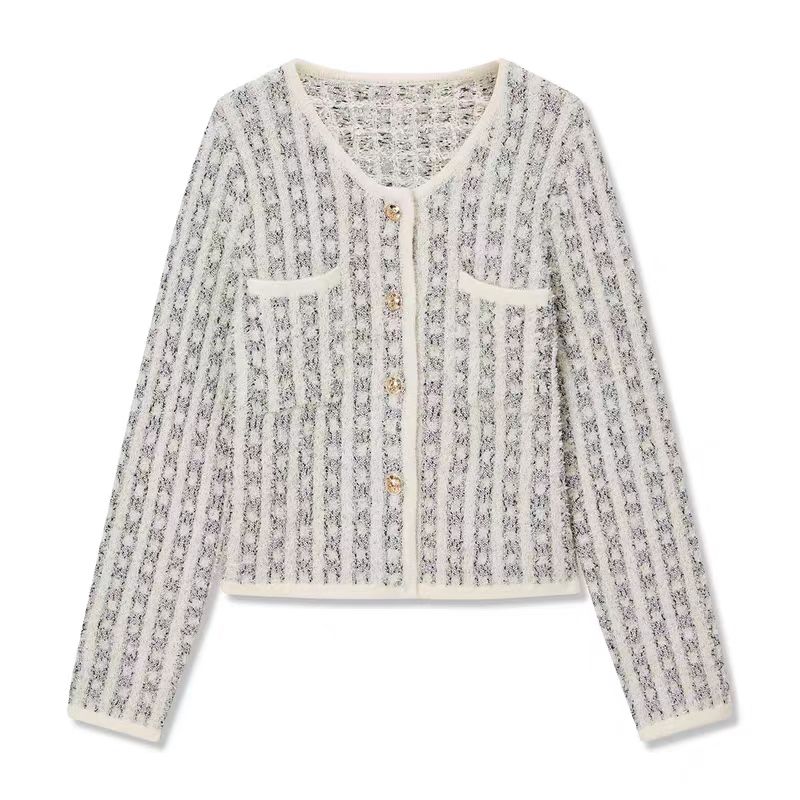 H18秋冬新款复古时尚修身针织开衫外套