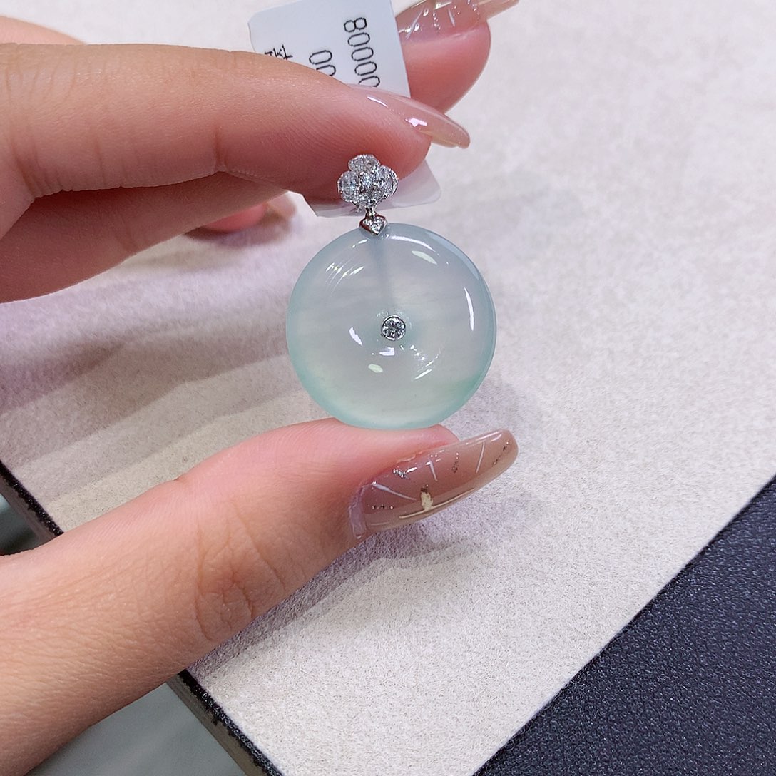 翡翠18K金镶嵌吊坠(不含链)21.5-5.1