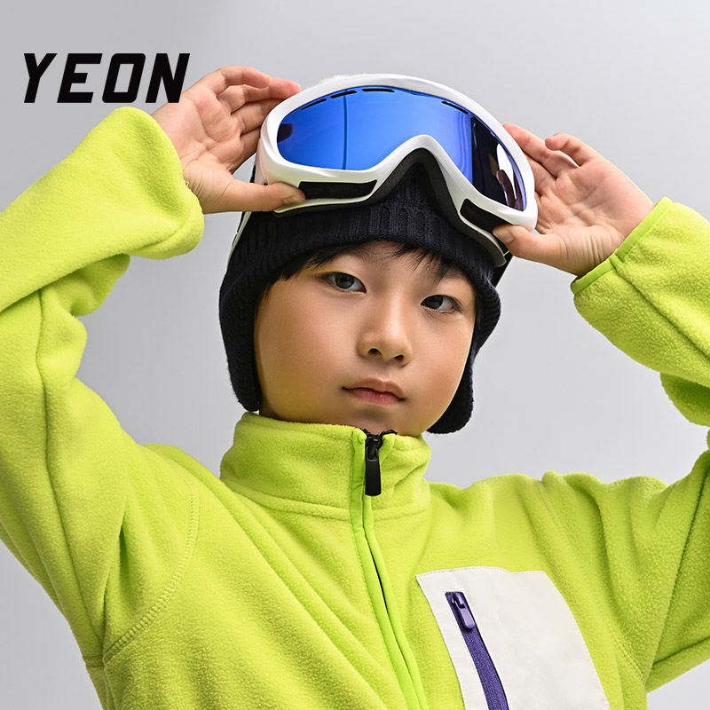 YEON/然青少年柱面滑雪镜10-15岁亚洲框型可卡近视防雾护目眼镜Y6