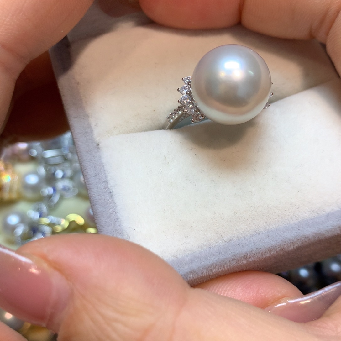 海水珍珠戒指银S925镶嵌