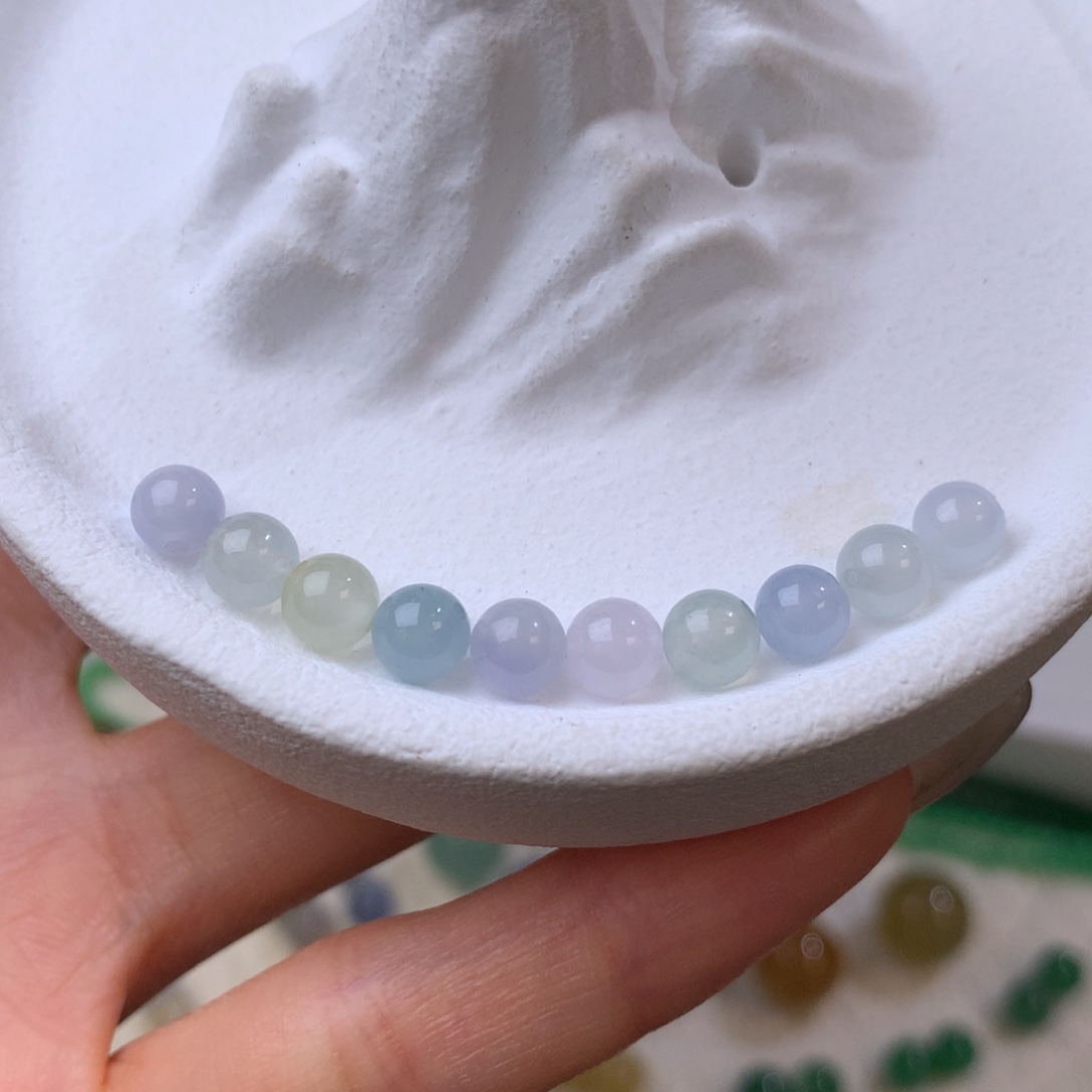 翡翠散珠冰润胶莫兰迪色调 10颗 5mm