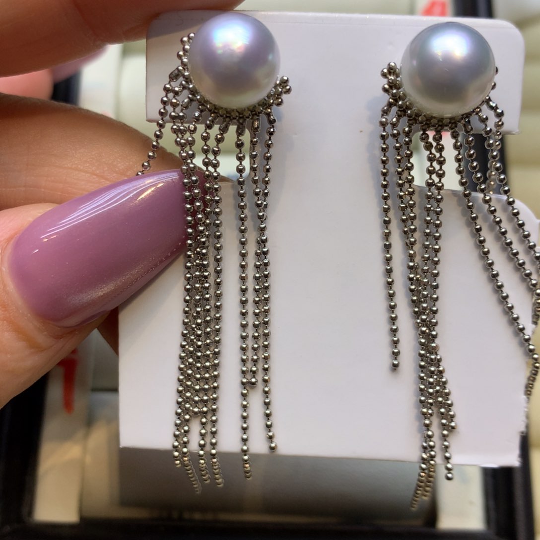 银S925镶嵌耳饰海水珍珠