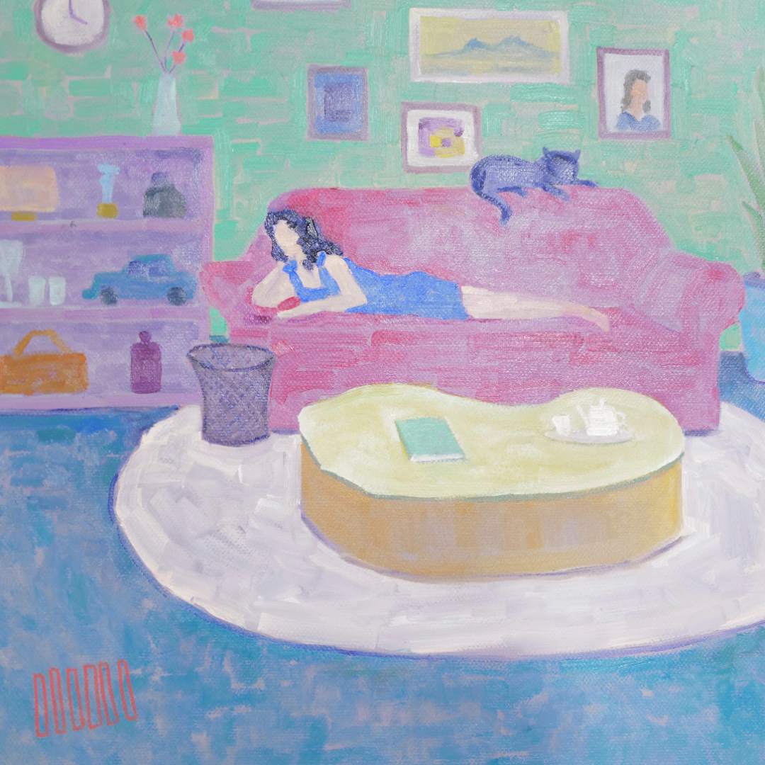 50x50王甜心工作室画作限量1件《乐享》手绘画布（非王甜心本人绘画）