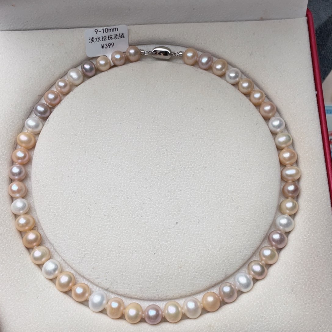 淡水珍珠银S925镶嵌颈饰9-10mm