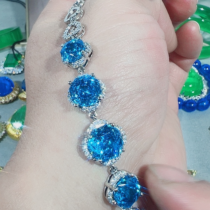 钨金红色蓝色满钻镶嵌