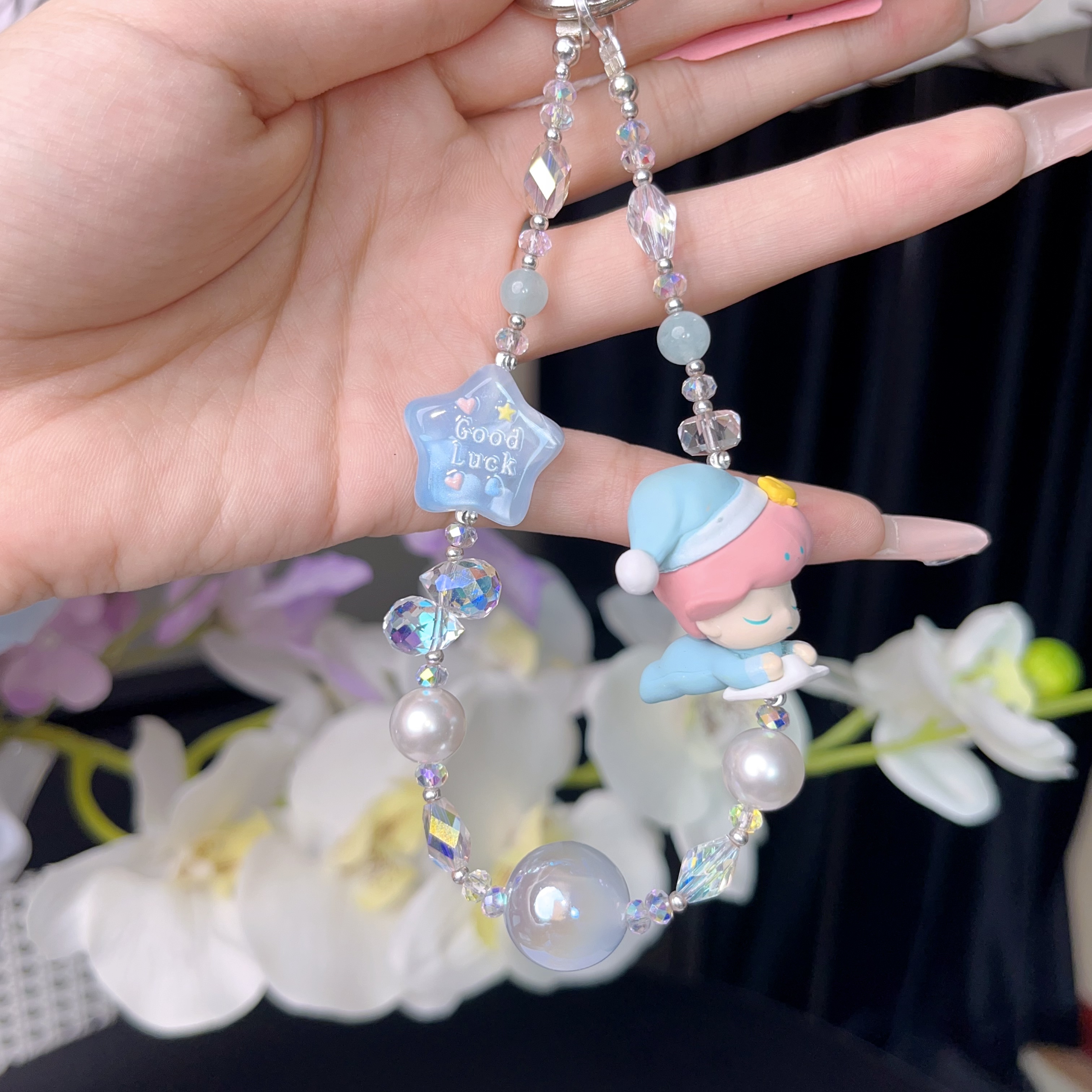 Xbing饰品原创手机挂件防丢手机链挂绳夏季新款蓝色dimoo 072 073