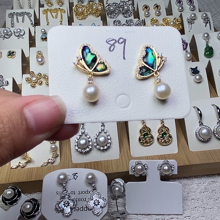 银S925镶嵌淡水珍珠耳饰