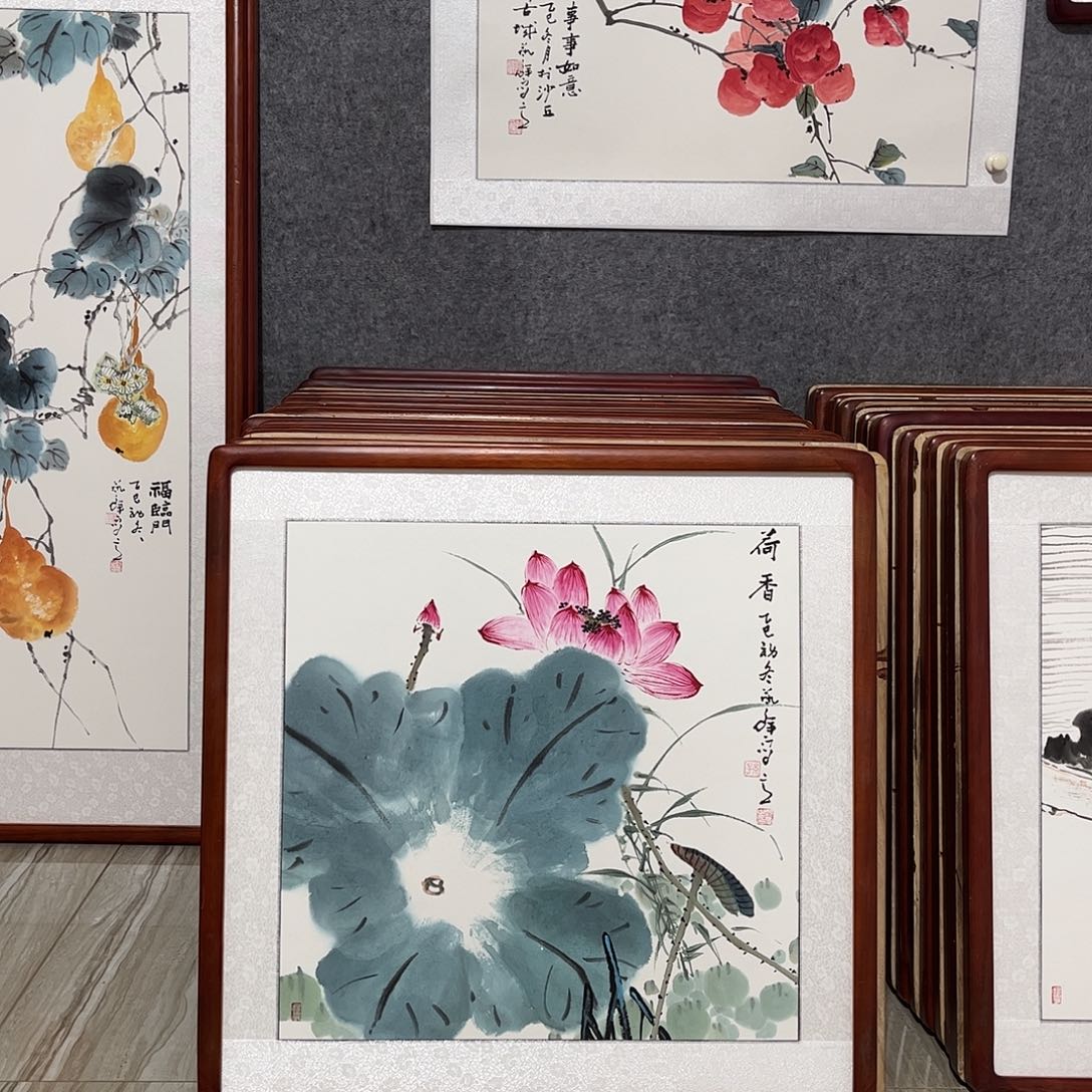 国画书画作品带框63×63