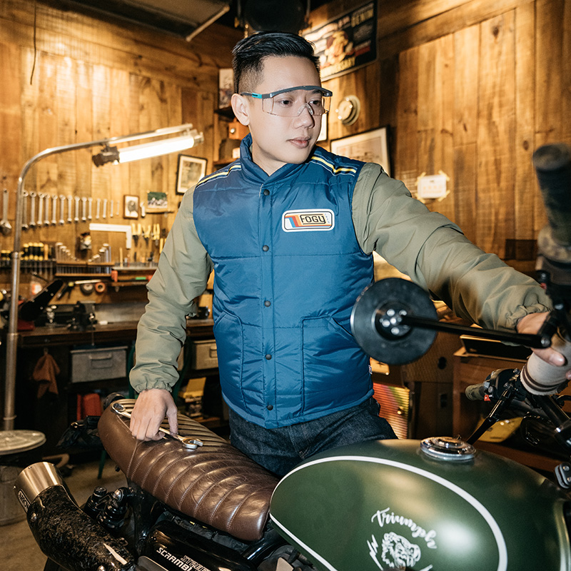 福禄车库热层马甲复古骑行服秋冬保暖新款防水摩托车外套机车服