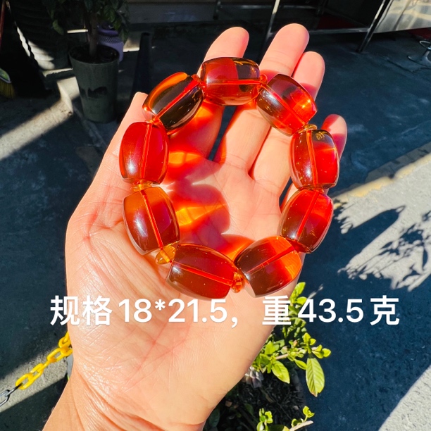 天然缅甸琥珀血红茶桶珠手串