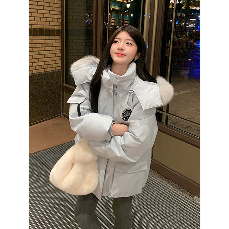 胖mm特大码女装秋冬季韩系加厚派克棉服女毛领拼接保暖显瘦棉衣潮