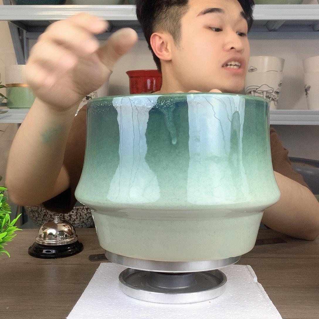 红陶微瑕/兰花绿色渐变花盆18x16一个花盆