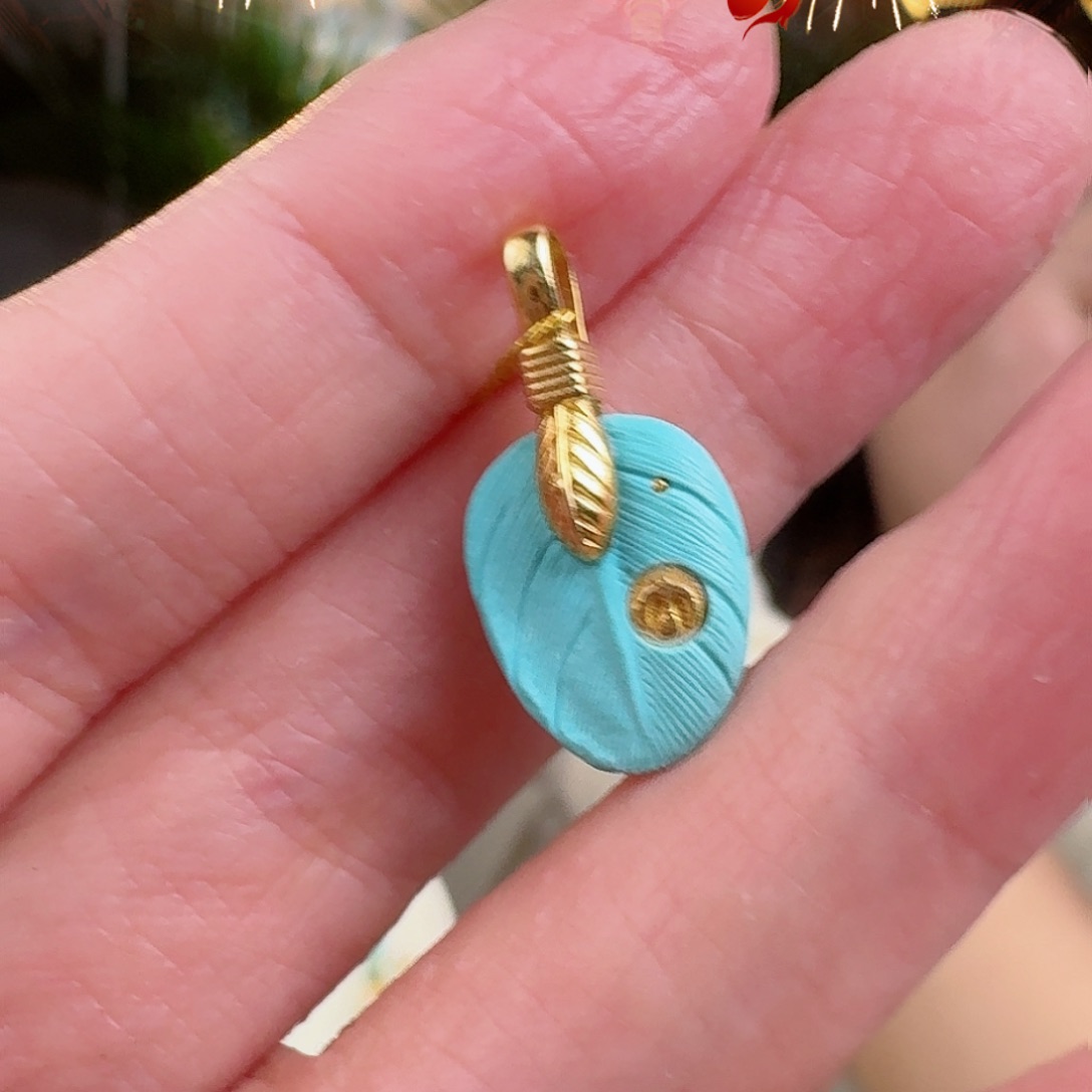 绿松石珠宝奇石18K金镶嵌