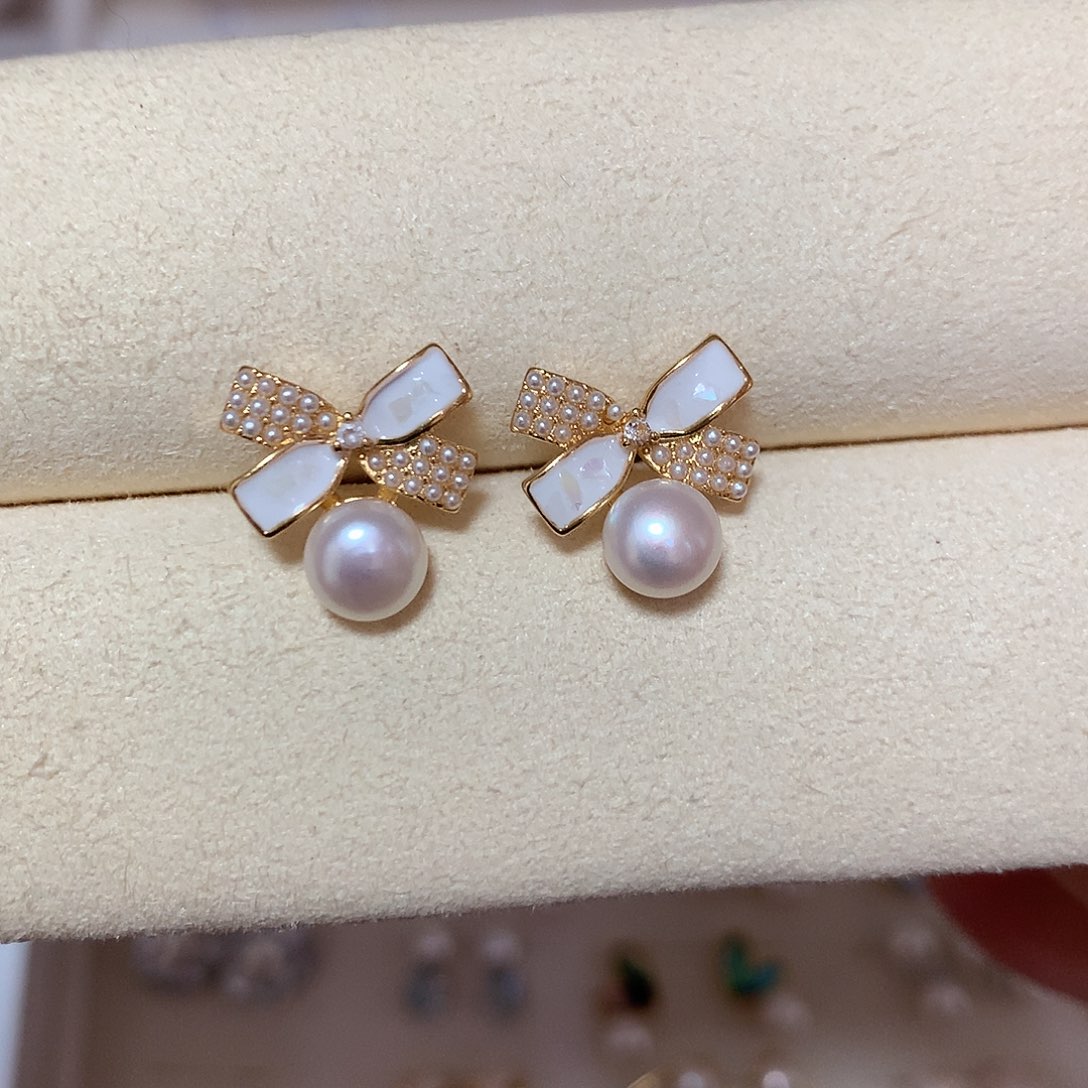 淡水珍珠耳饰合金