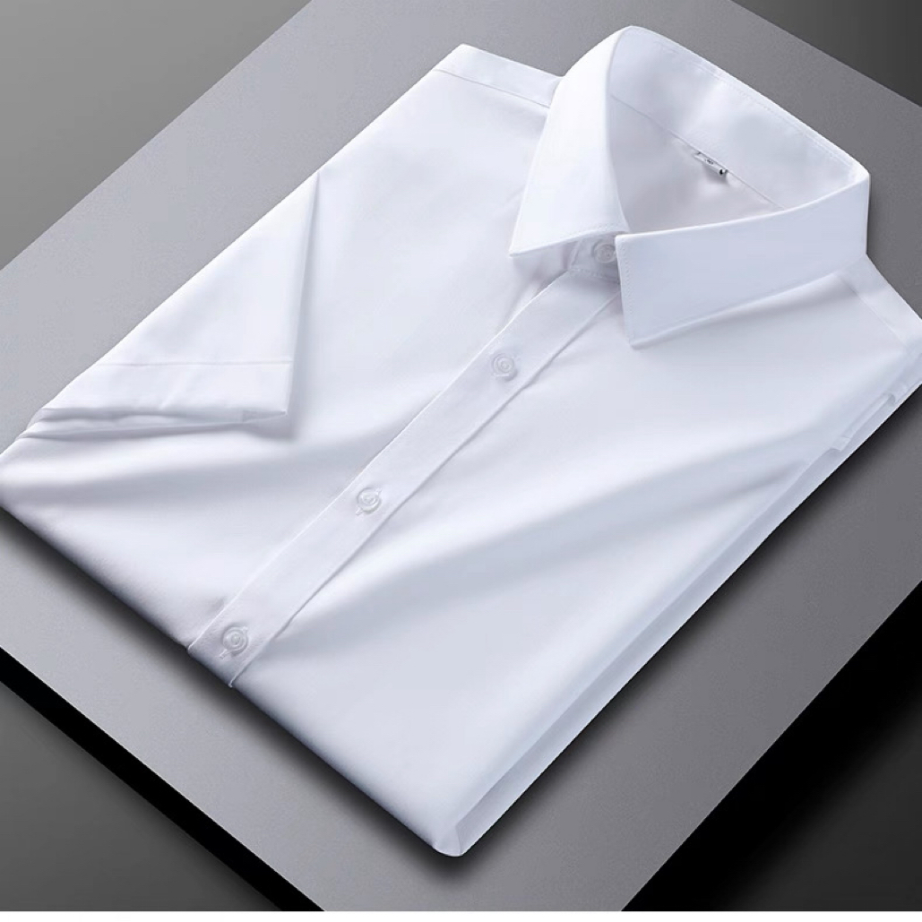 白色净面短袖剪牌高档商务休闲款衬衫（偶有微瑕介意慎拍）