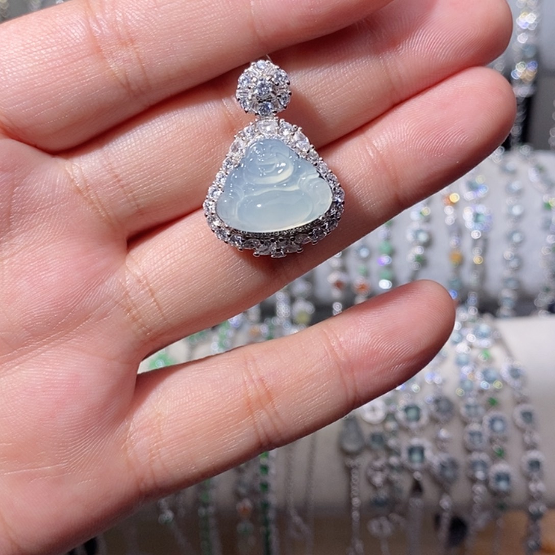 翡翠银S925镶嵌颈饰