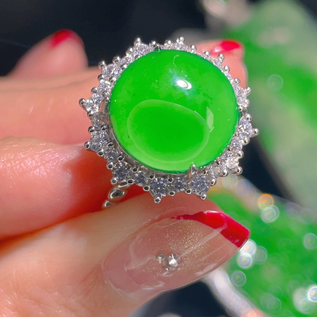 翡翠戒指银S925镶嵌11111111111111