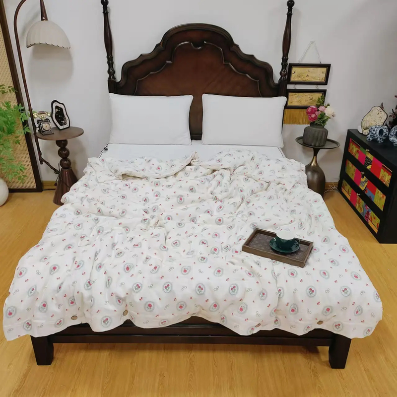 纯棉皱皱纱椰子纽扣款双人被套200*230微瑕～F601