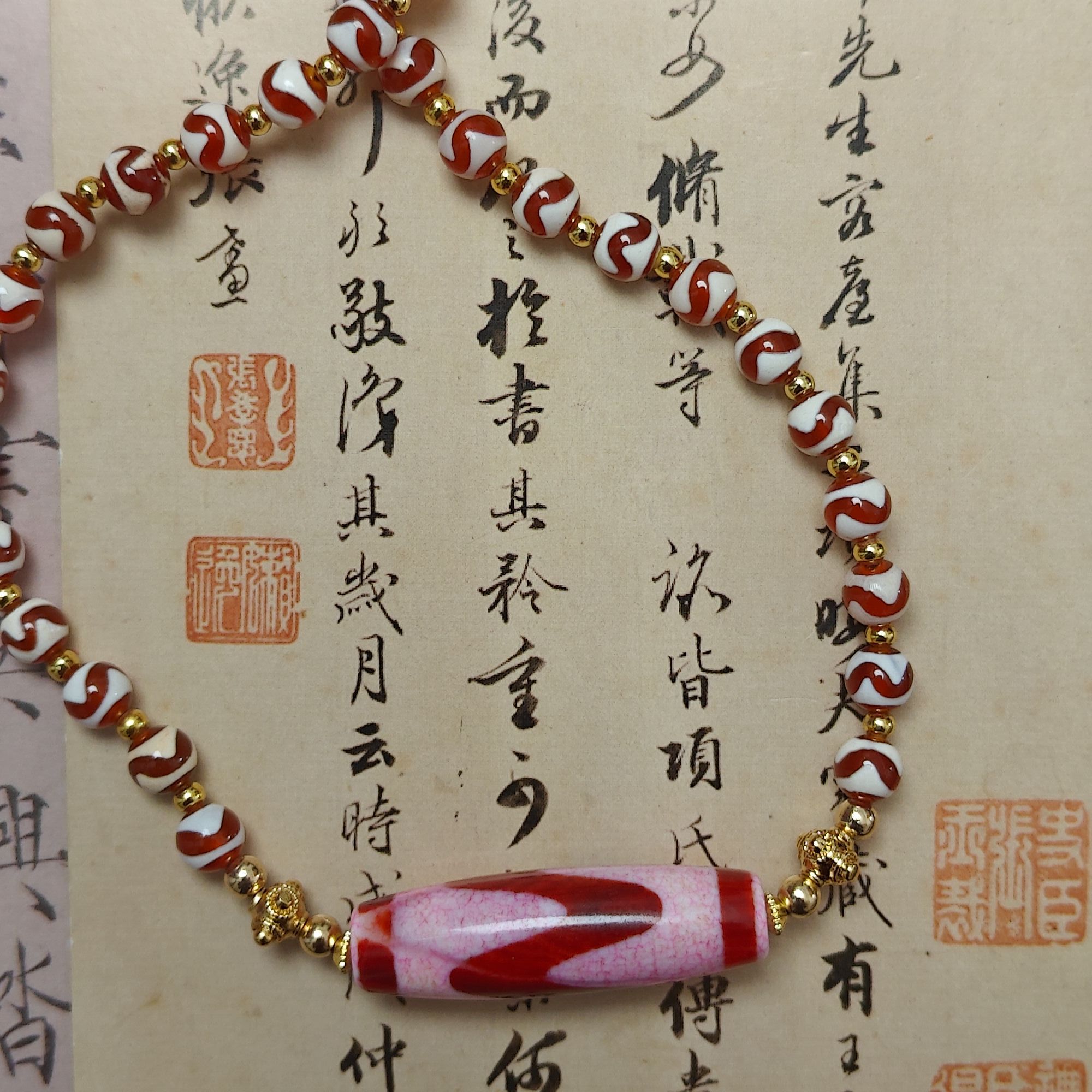 非金属莫桑石项链 红珠珠来财项链吊坠