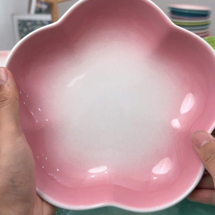 P***e瓷片微瑕1个8英寸花朵深盘