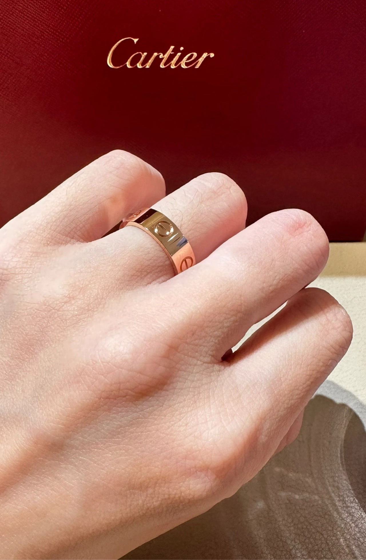 95新 Cartier/卡地亚 宽版无钻戒指 18k玫瑰金 51号 公价15000