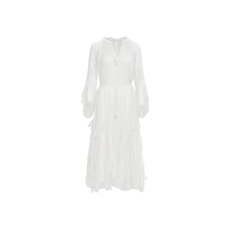 【白-禾枫原创】重磅100桑蚕丝连衣裙HFQY25011-1