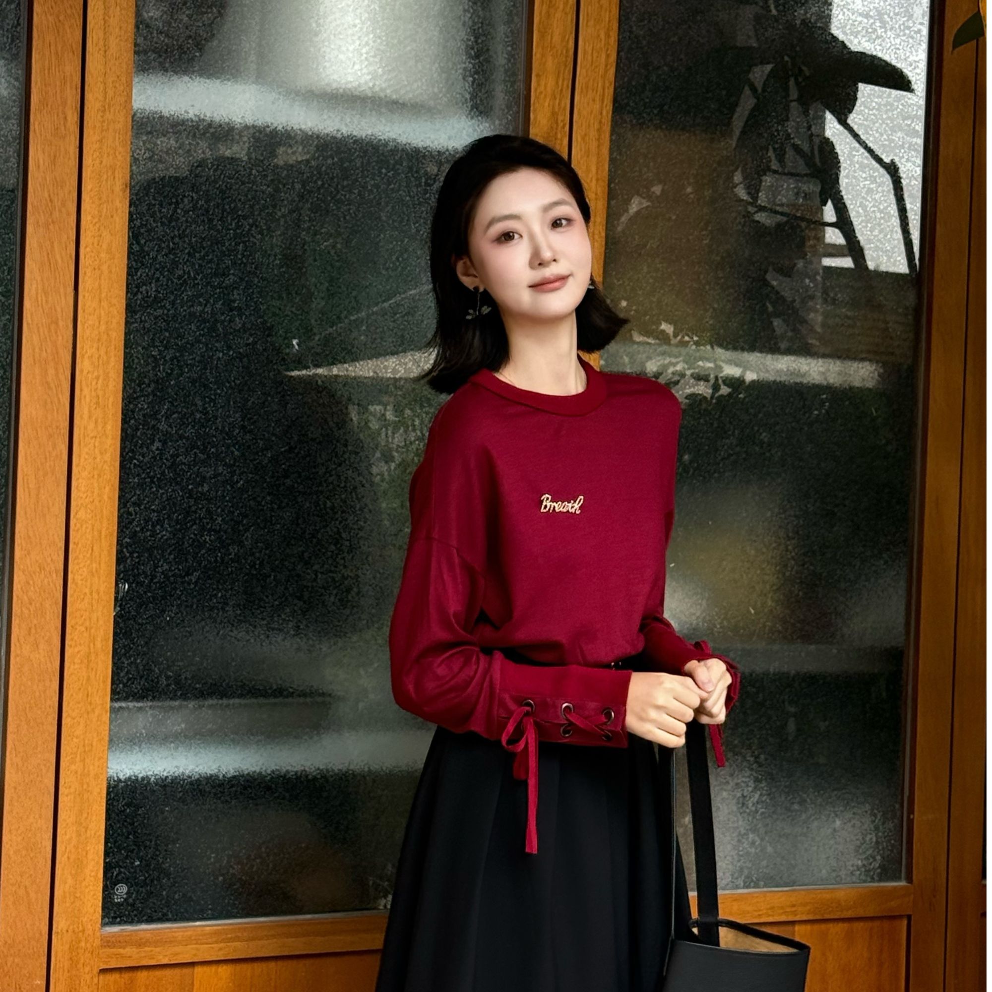 GIRDEAR/哥弟设计师新款百搭收袖显白上衣1300248-410725-001