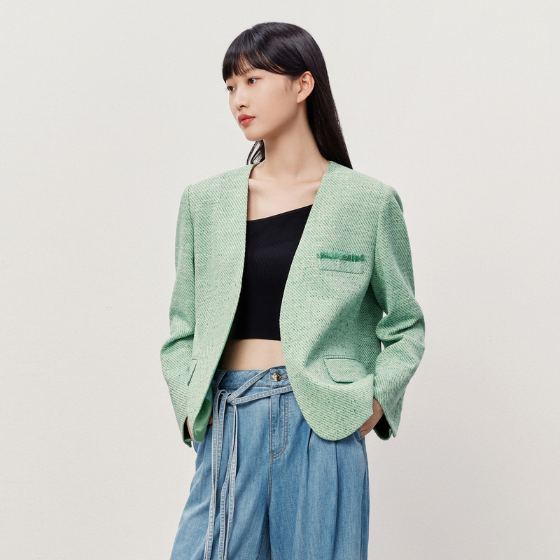 HPLY荷比俪2023夏季新款女气质小香风双侧翻袋外套HZD22520350-1