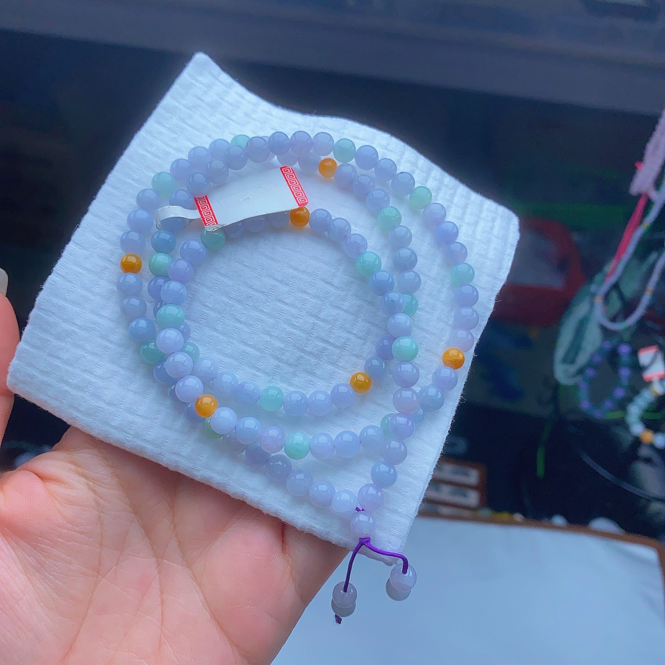 050 翡翠冰种多彩紫罗兰圆珠百搭尺寸6mm(多样性发货只发一条)