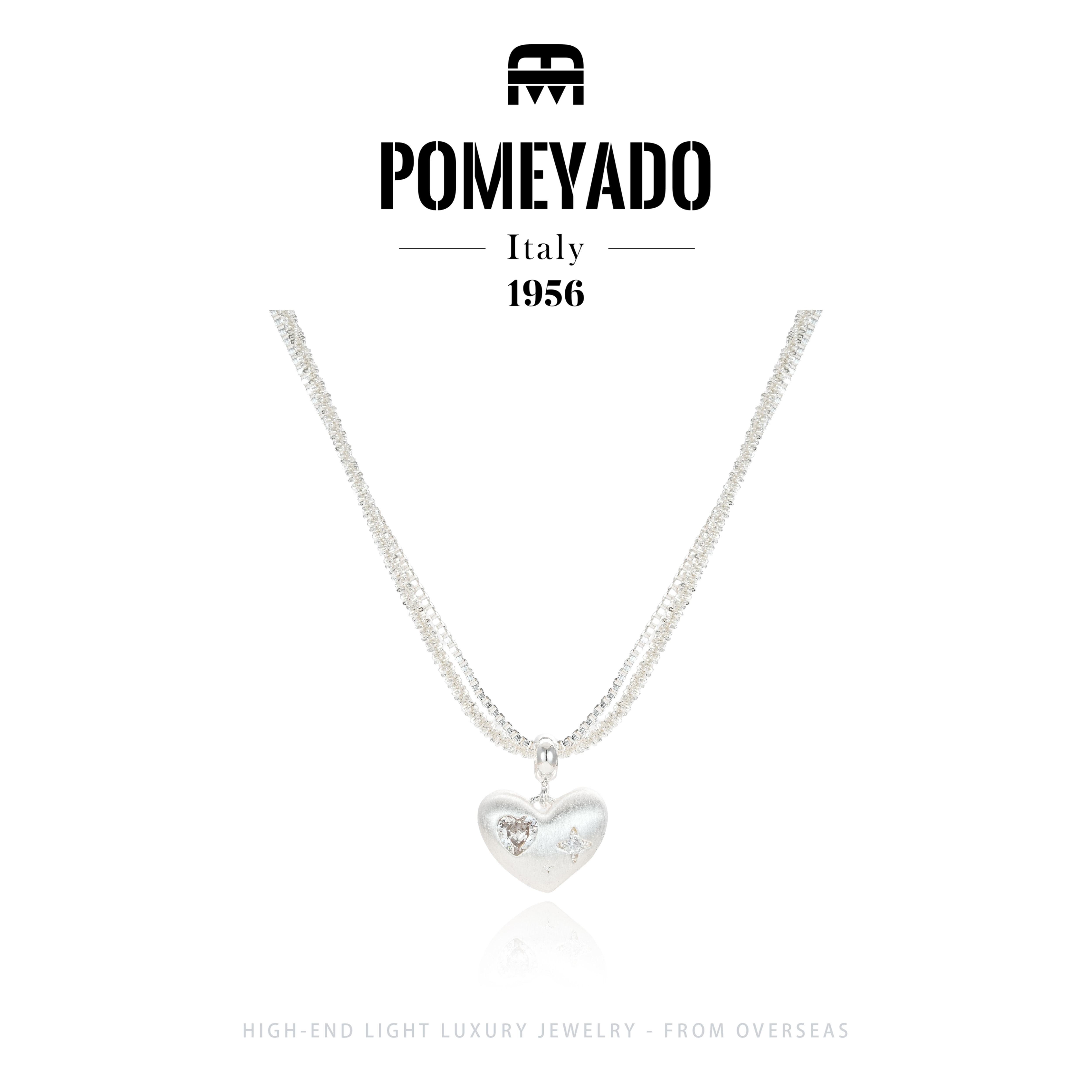 【纯真心际】Pomeyado银色心型气质项链F2809
