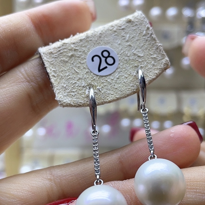 淡水珍珠耳饰银S925镶嵌