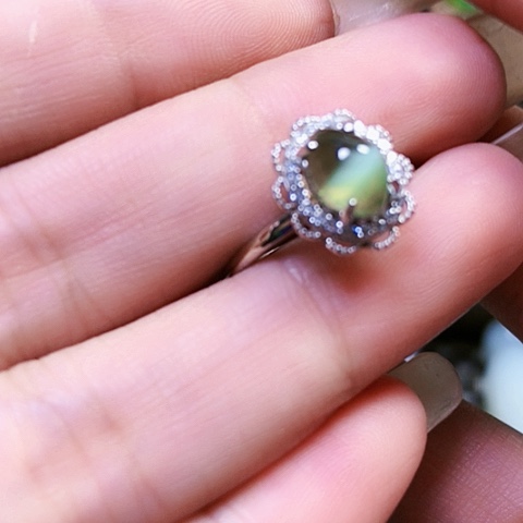 和田玉戒指银S925镶嵌