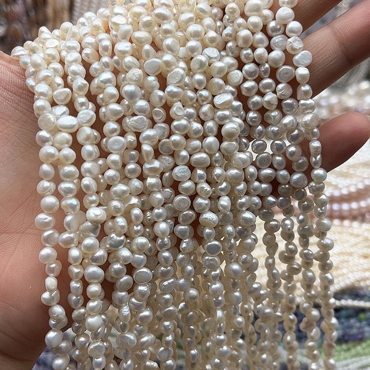 未镶嵌玛瑙/玉髓珠宝半成品一条三七孔碎银巴洛克珍珠