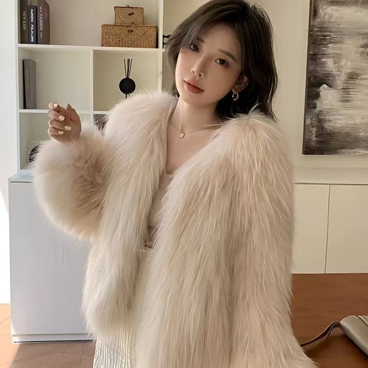 女中长款奶茶色V领均码时尚百塔