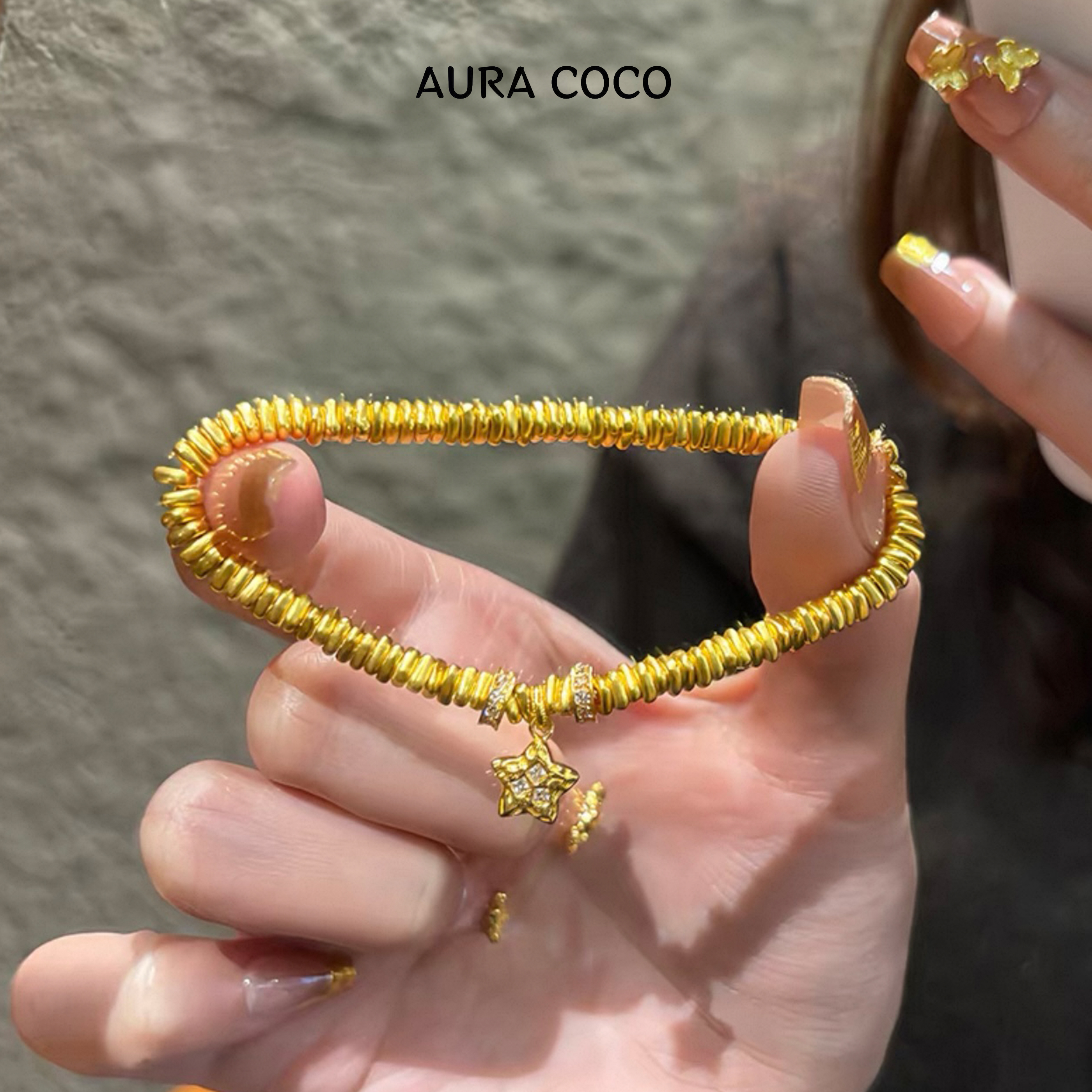 COCO高定 镀K金 盘缠星星手链 时尚轻奢手链A2401