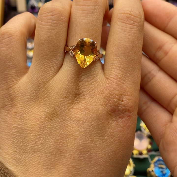 水晶戒指银S925镶嵌天然水晶戒指