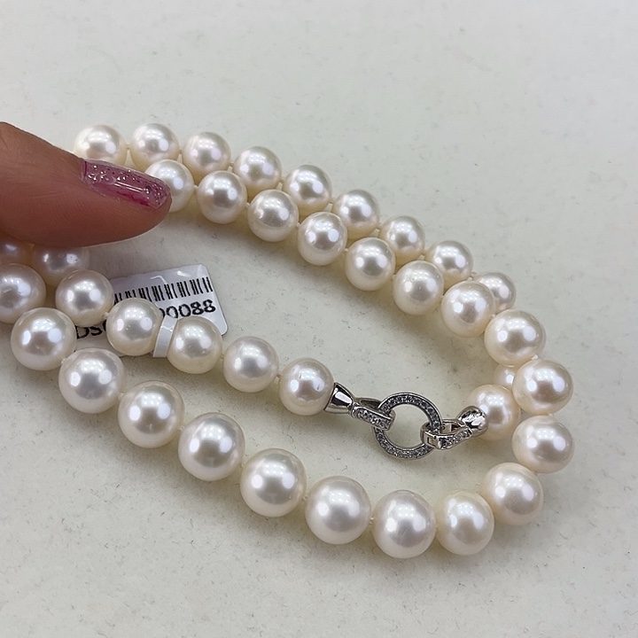淡水珍珠颈饰银S925镶嵌➕9-10极光炫彩