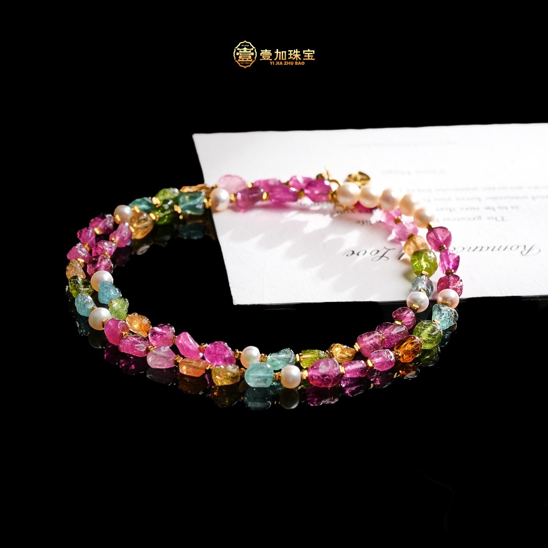 壹加维尼|手工设计碧玺珍珠项链多样性发一10007m