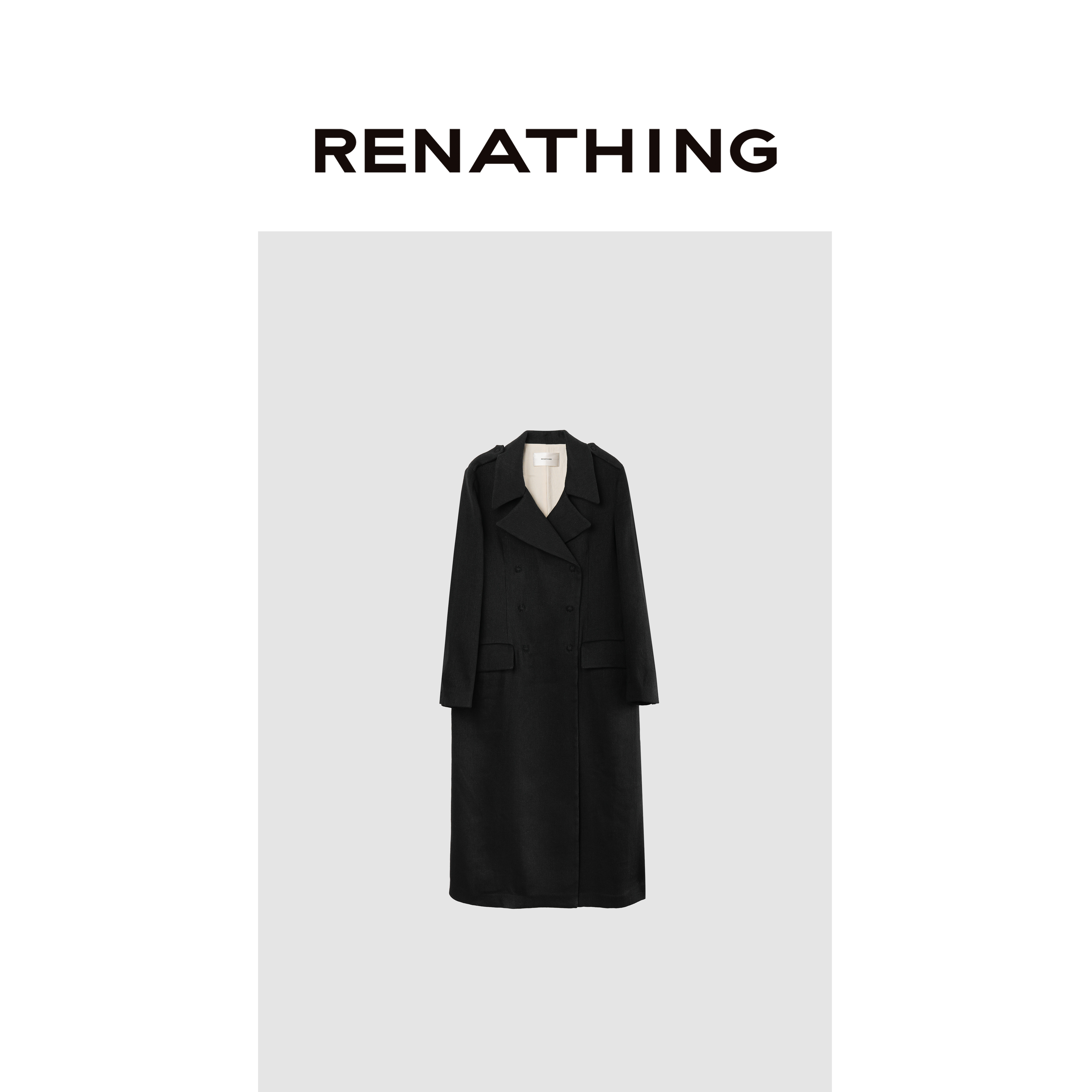【RENATHING】戗驳领挺括长款大衣外套