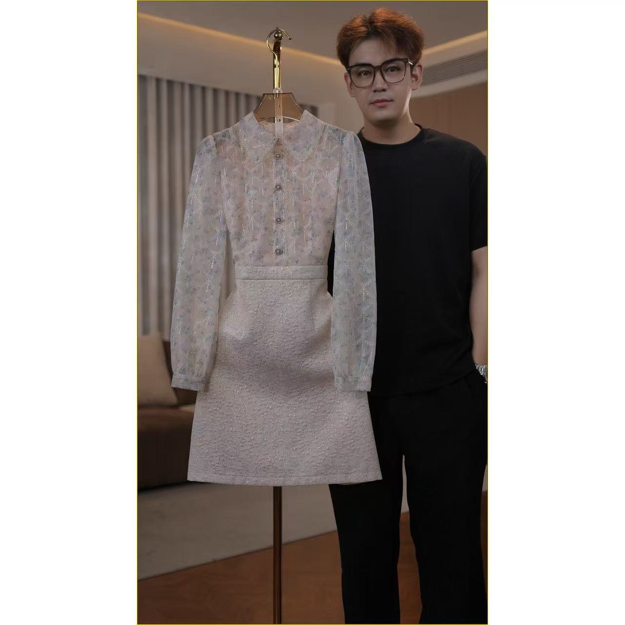  【现货现货】6882秋季新品气质显瘦高定连衣裙