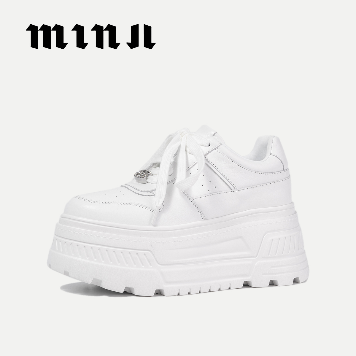 知足敏儿原创正版新款真皮女鞋厚底百搭真皮增高休闲小白鞋8017-2