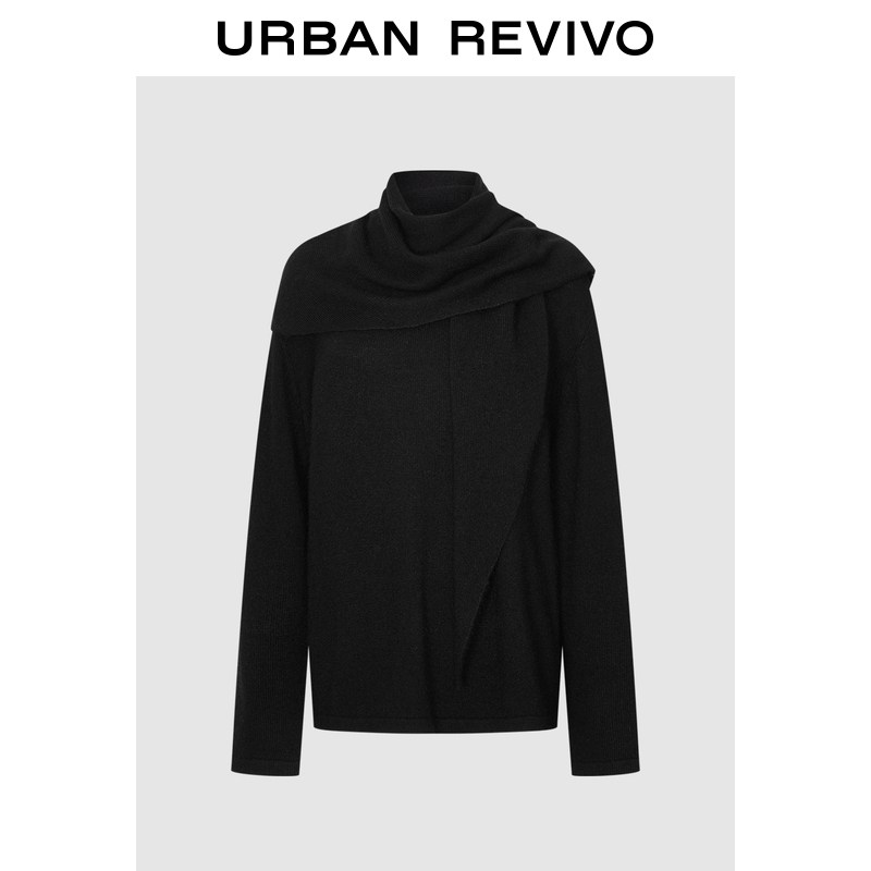 UR2026春季新款女装潮流简约披肩宽松圆领针织衫UWJ960004