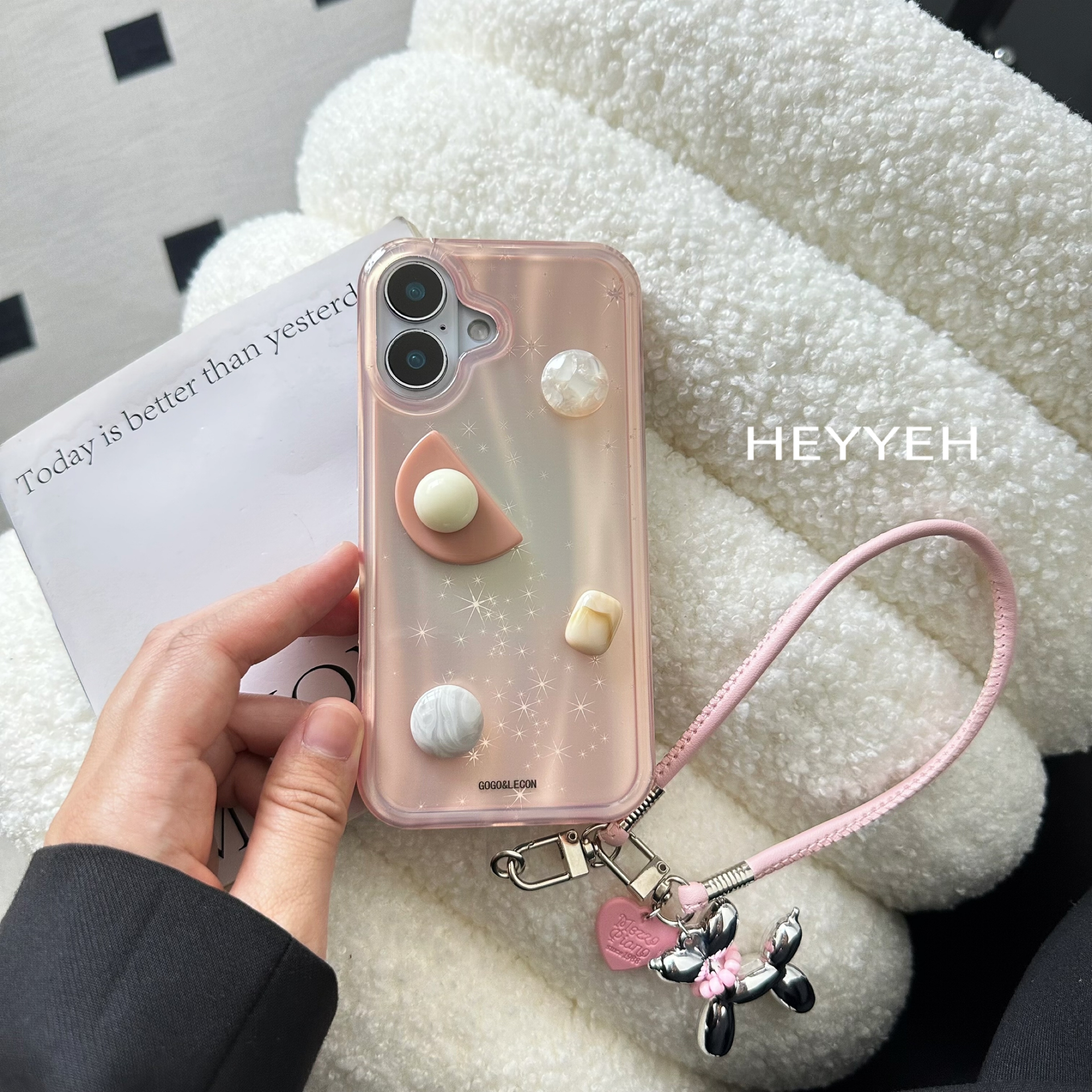 少女粉色双层星星波纹iPhone16pro max适用苹果15手机壳14防摔13