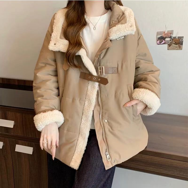 3377秋冬款时尚简约百搭潮流款宽松加厚保暖棉服外套上衣690