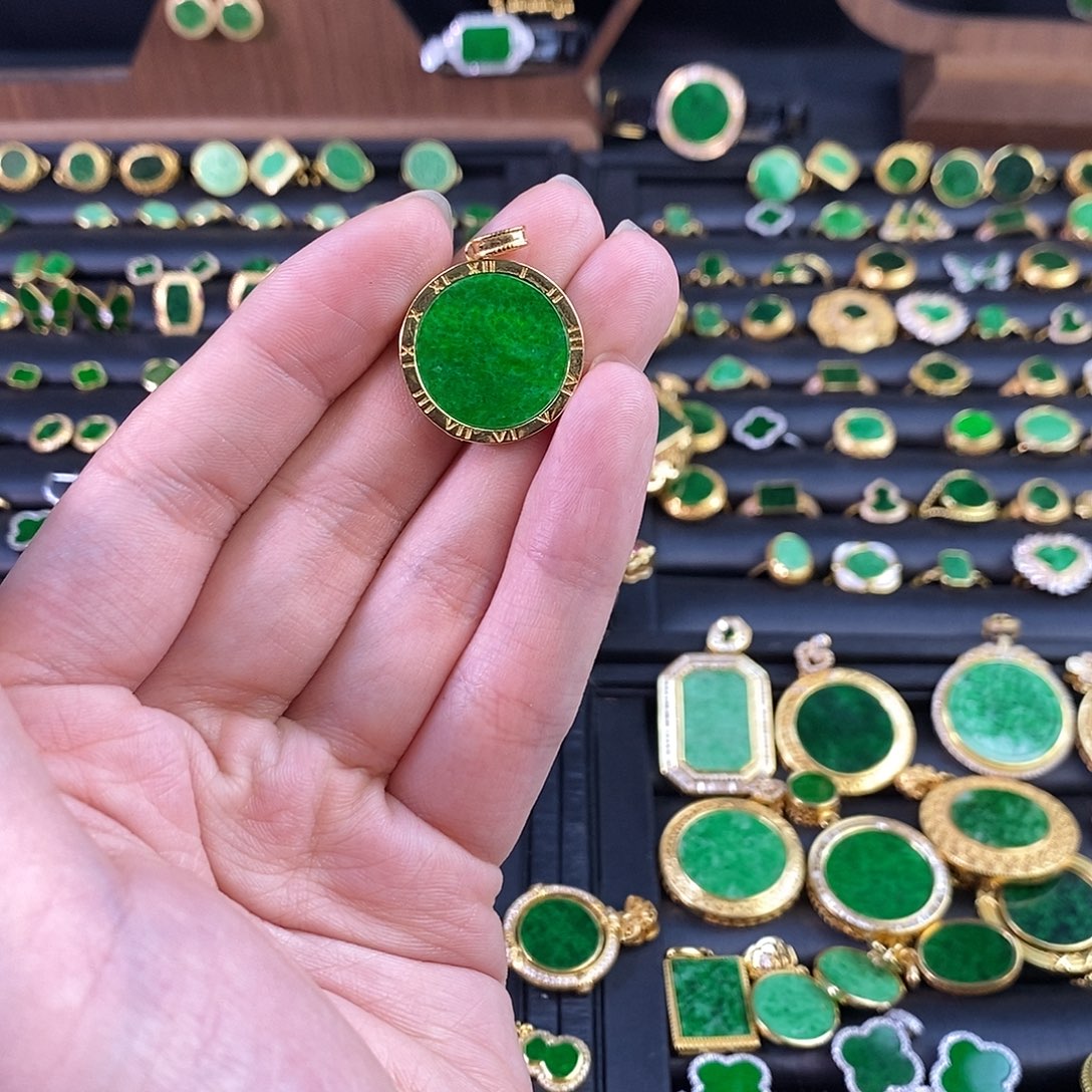 小***搭翡翠银S925镶嵌吊坠(不含链)缅甸翡翠